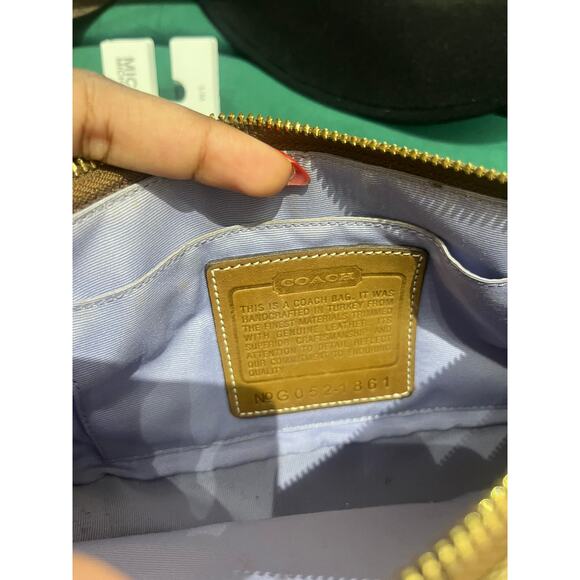 Vintage Coach Signature Pochette Shoulder Bag Brown Mini Hobo Purse Y2K - Picture 3 of 4